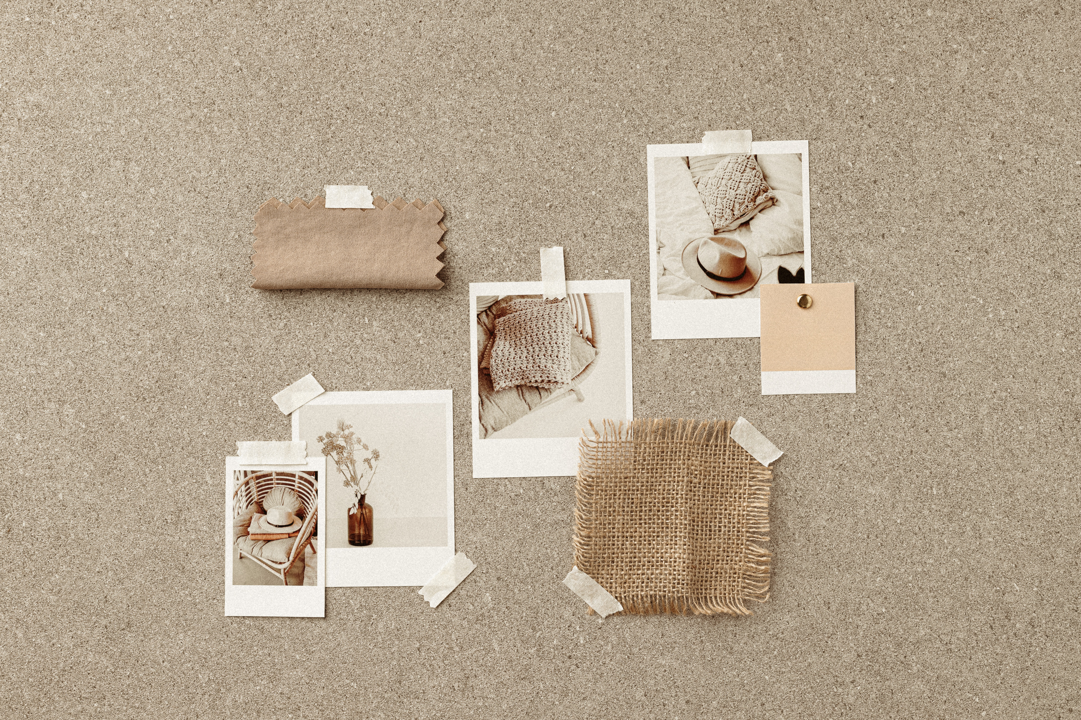 Minimalist and Neutral Photos on Cork Board